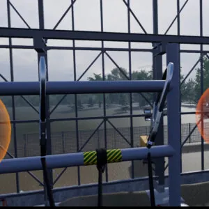 Climbing with fall arrest lanyards on scaffolding