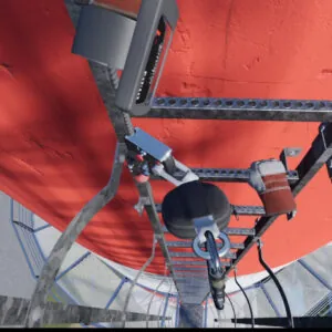 Climbing with fall arrest sliders on a fixed ladder with a steel cable guide